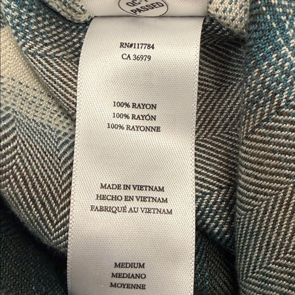 Rails Hunter Shirt Button Down Western Style Ivory Teal Olive Plaid Size Medium - Picture 11 of 13